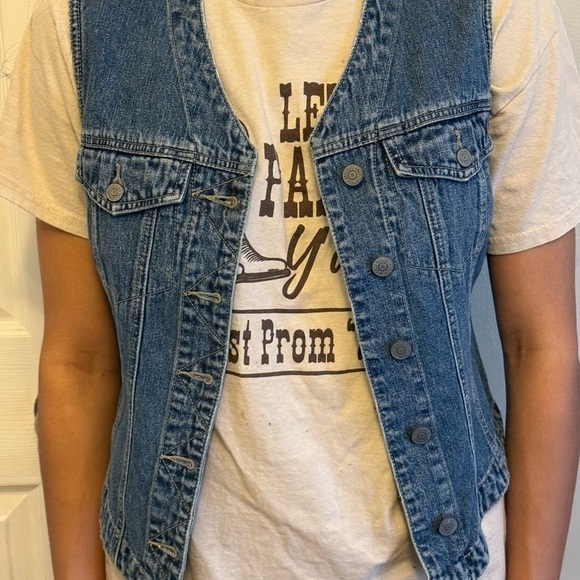 VINTAGE Y2K American Eagle Outfitters Denim Vest #518 - Picture 8 of 12